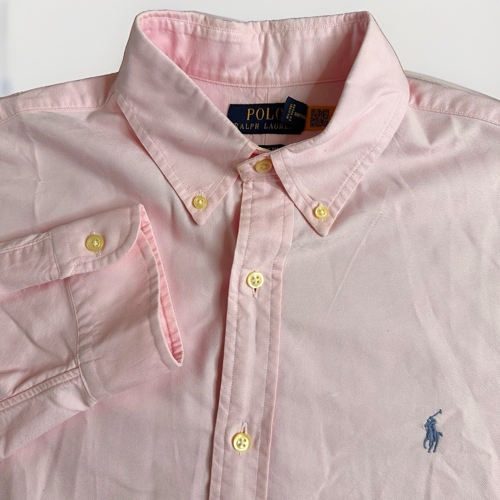 Polo Ralph Lauren Garment-Dyed Oxford Shirt Mens Large Pink Blue Pony OCBD